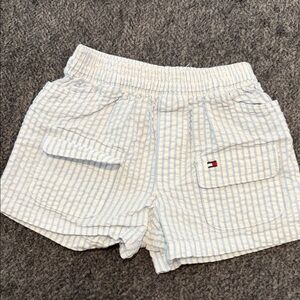 Tommy Hilfiger White & Light Blue Striped Shorts